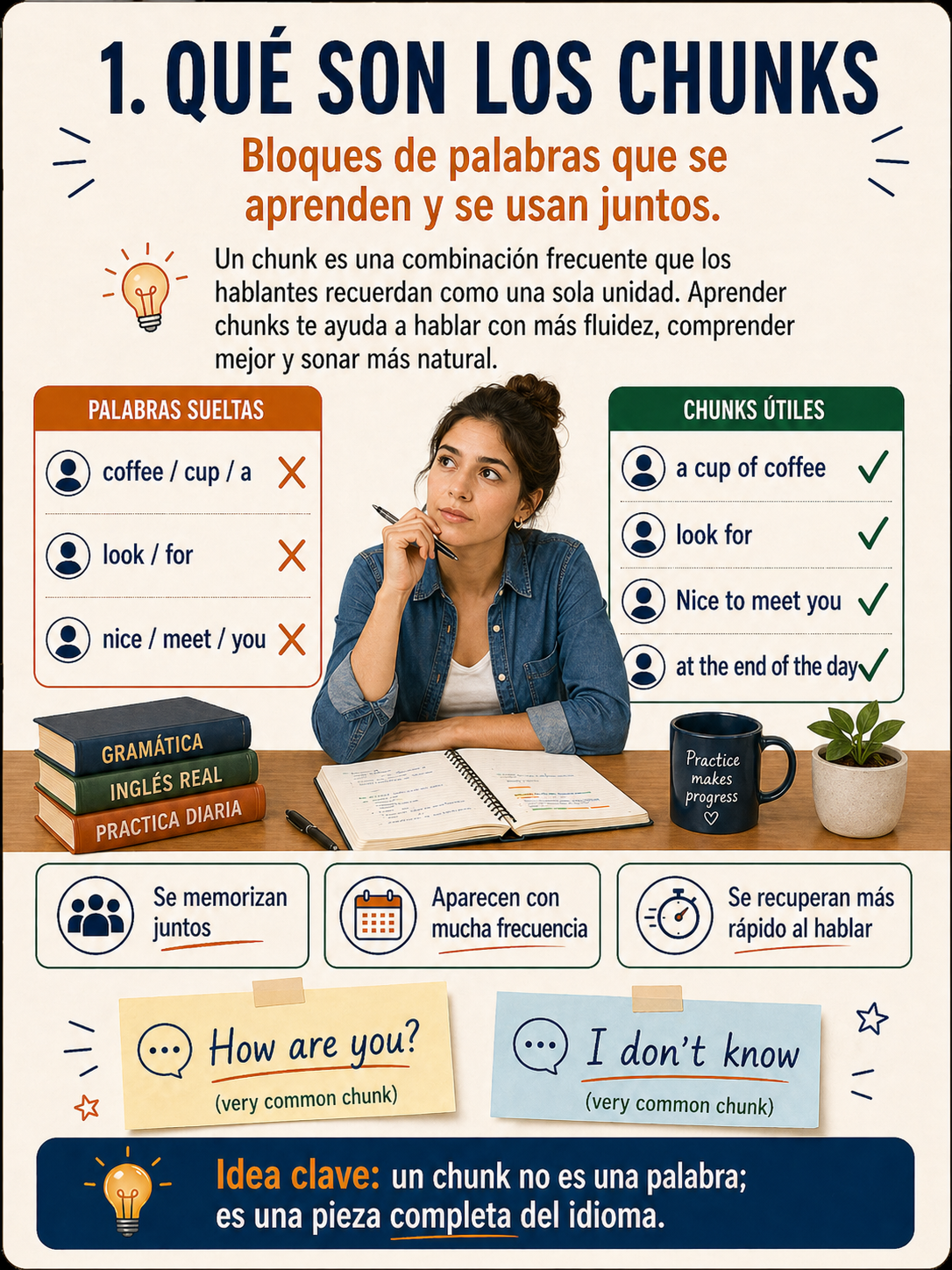 Infografía sobre qué son los chunks en inglés.