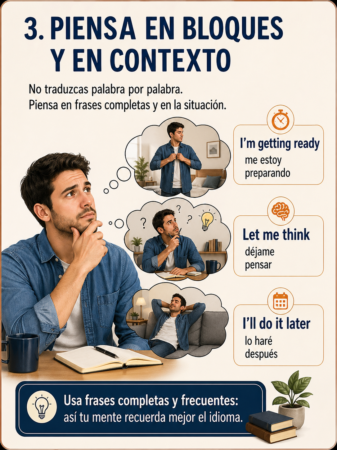 Ilustración del punto 3: pensar en bloques y contexto.