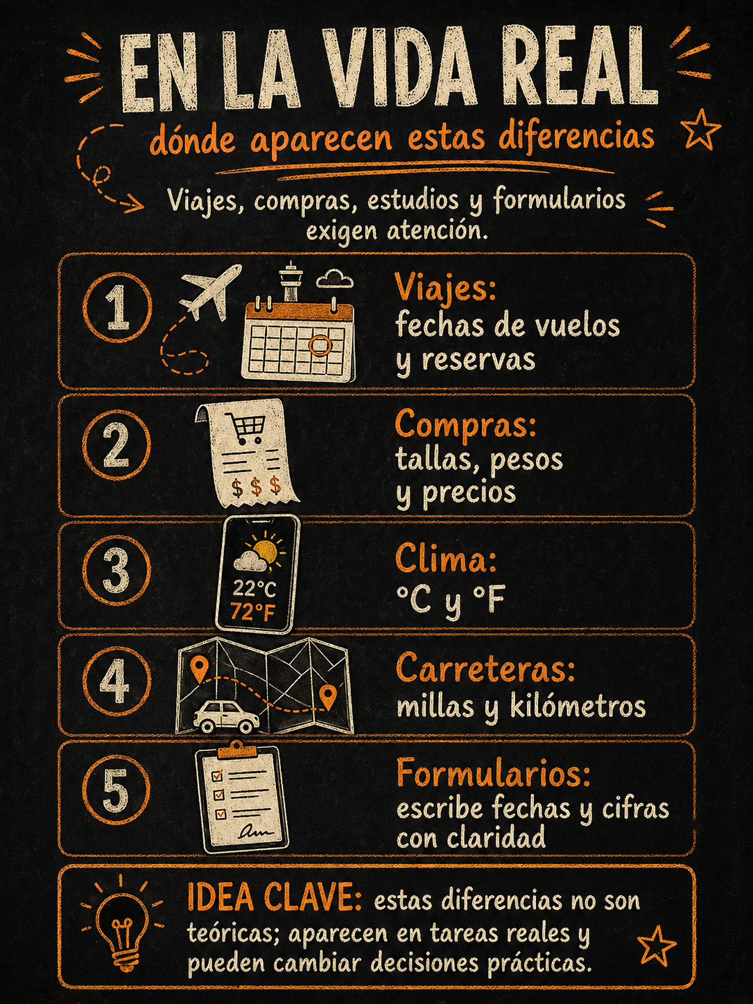 Infografía sobre situaciones reales donde aparecen estas diferencias.