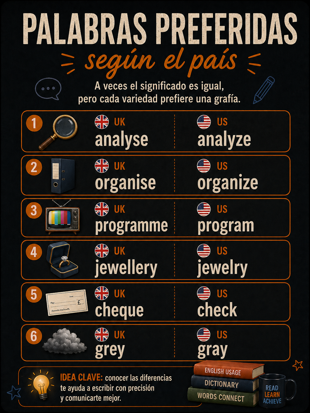 Infografía sobre grafías preferidas según el país.