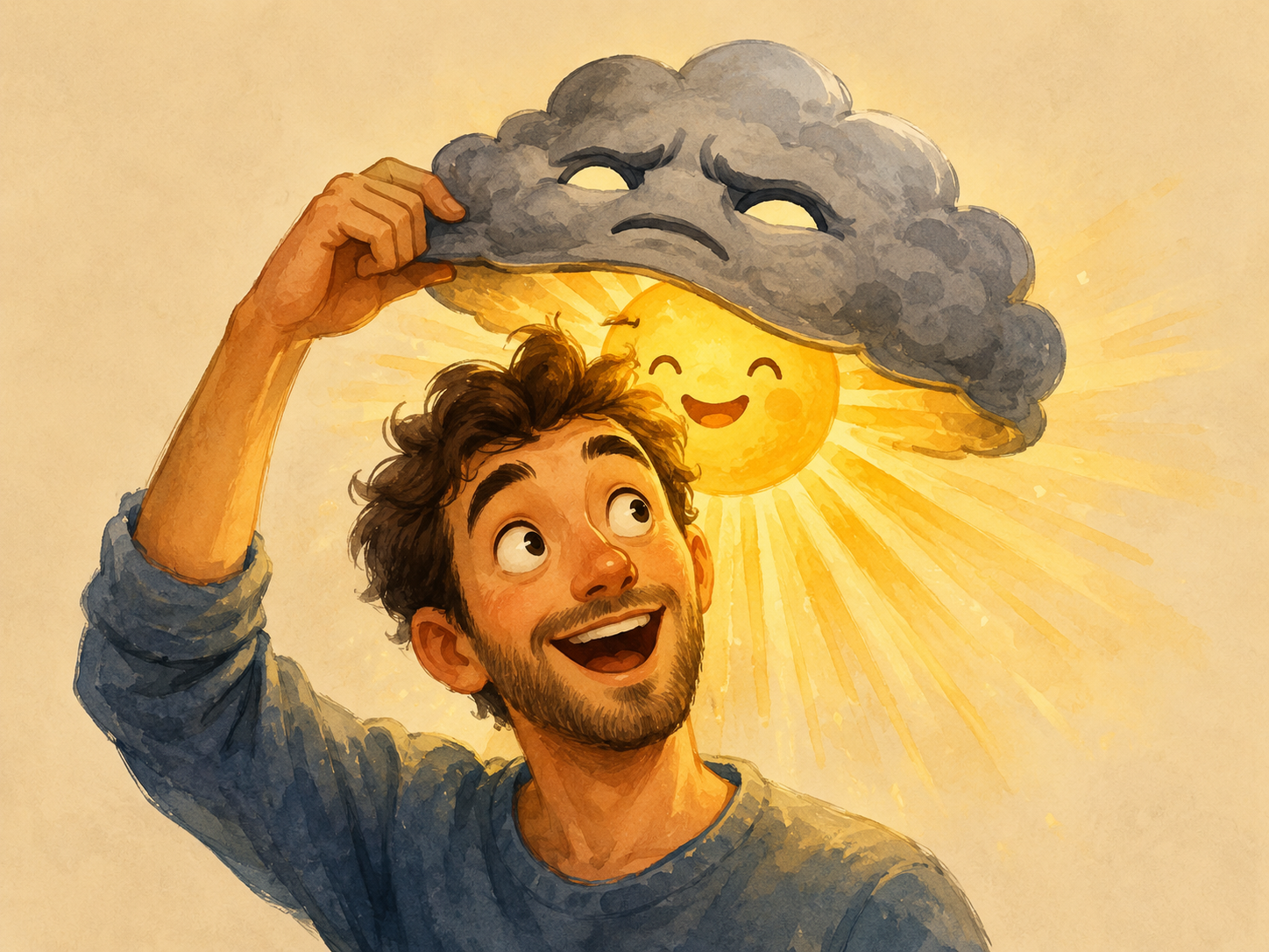 Ilustración cómica de algo malo que termina siendo bueno