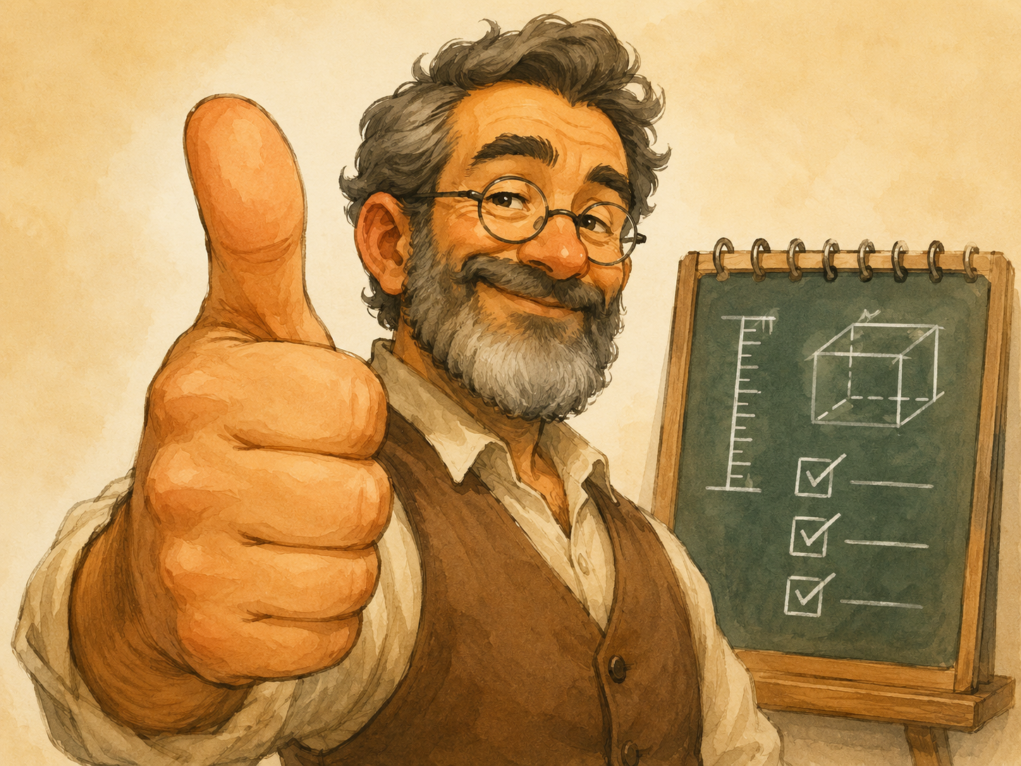 Ilustración visual y cómica para el idiom Rule of thumb