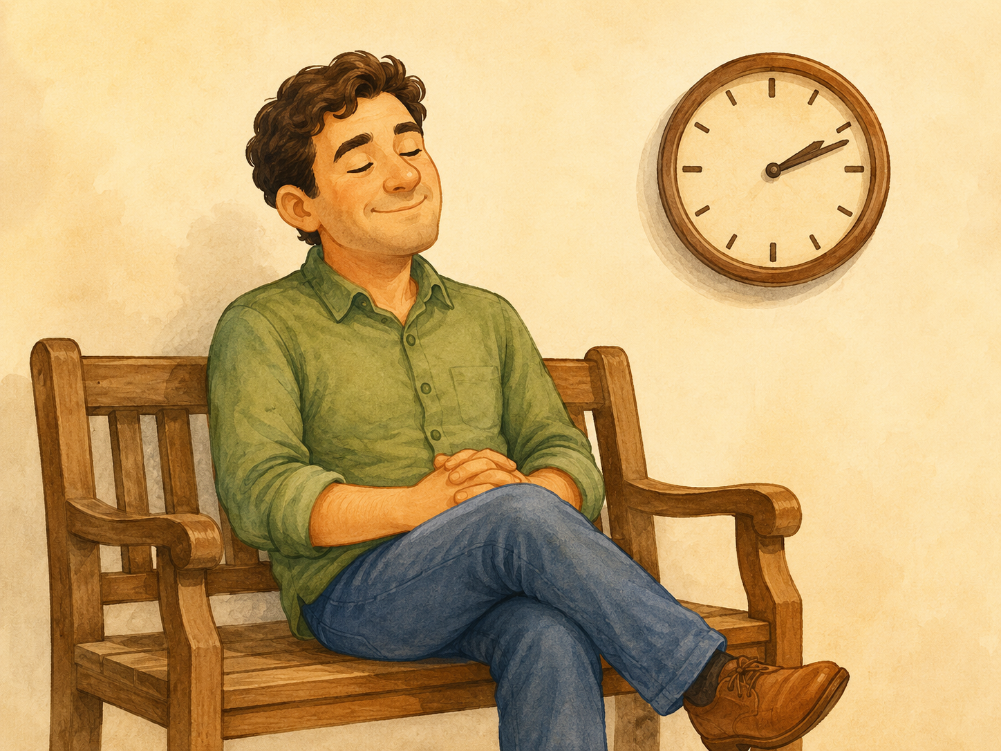 Ilustración visual y cómica para el idiom Sit tight